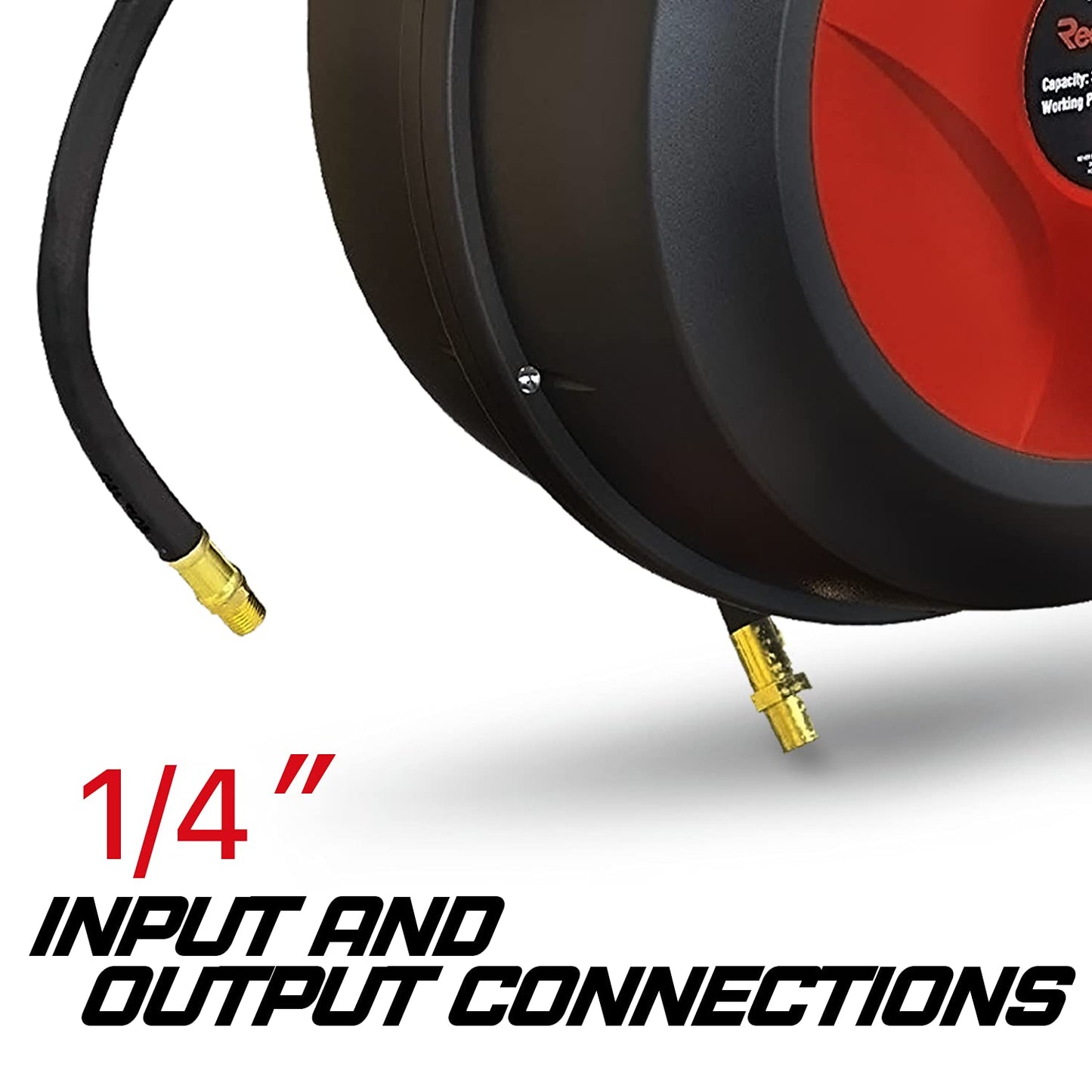 ReelWorks Mountable Retractable Air Hose Reel - 3/8" x 50'FT, 3' Ft Lead-In Hose, 1/4" NPT Connections