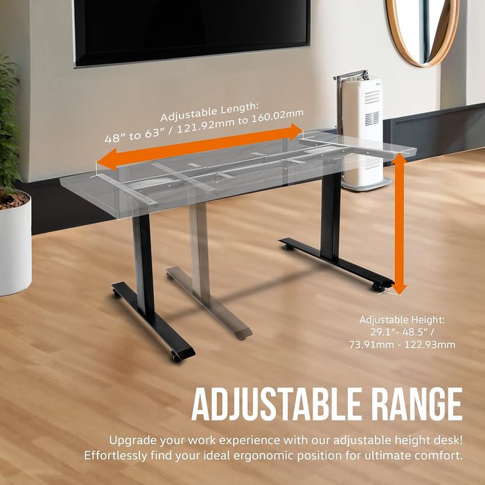 SuperHandy Electric Desk Frame - Supports 48"-63"x30" Tops - USB-C & AC, 3 Memory Presets, 49" Max Height - Frame Only
