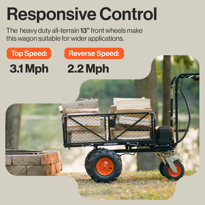 SuperHandy Self-Propelled Electric Utility Wagon - 48V 2Ah Battery System, 660LB Hauling Capacity
