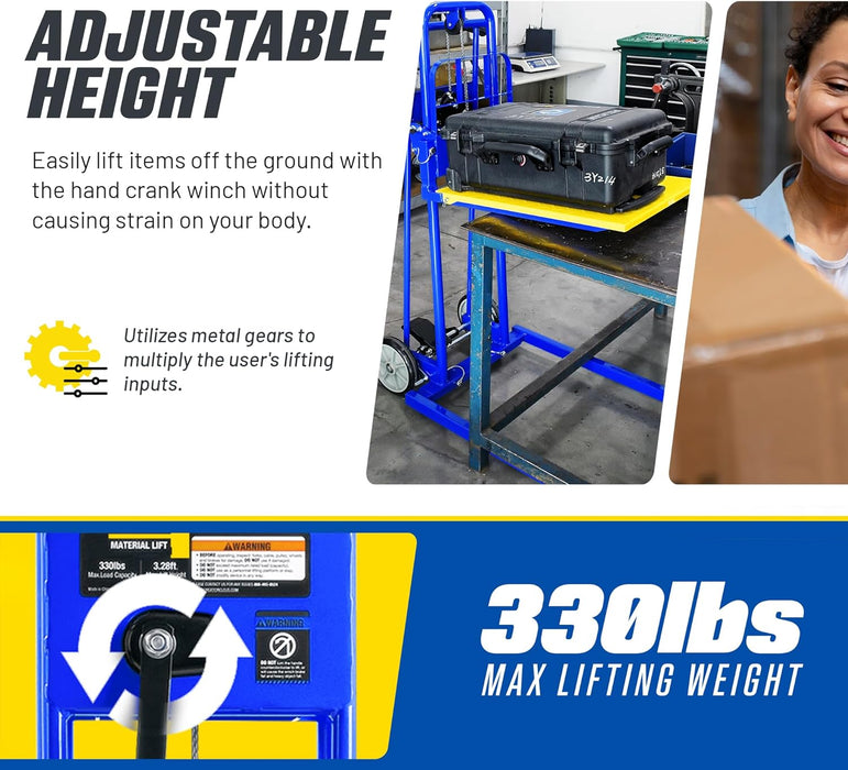 Goodyear 330 Lbs Material Lift & Stacker - Manual Winch, Max Lift 40" Inches