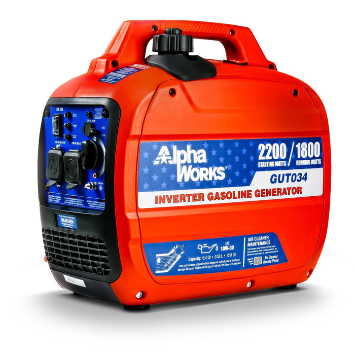 AlphaWorks Portable Gas Generator - 79CC Gas Engine 15A 2250W Output (2) AC Outlets Generator