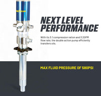 Bomba neumática de tambor de transferencia de aceite Goodyear - 3:1, 3,2 GPM, entrada de aire de 1/4" NPT, salida de aceite macho de 1/2" NPT