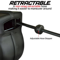 ReelWorks Mountable Retractable Air Hose Reel - 3/8" x  50'FT, 3' Ft Lead-In Hose, 1/4" NPT Connections