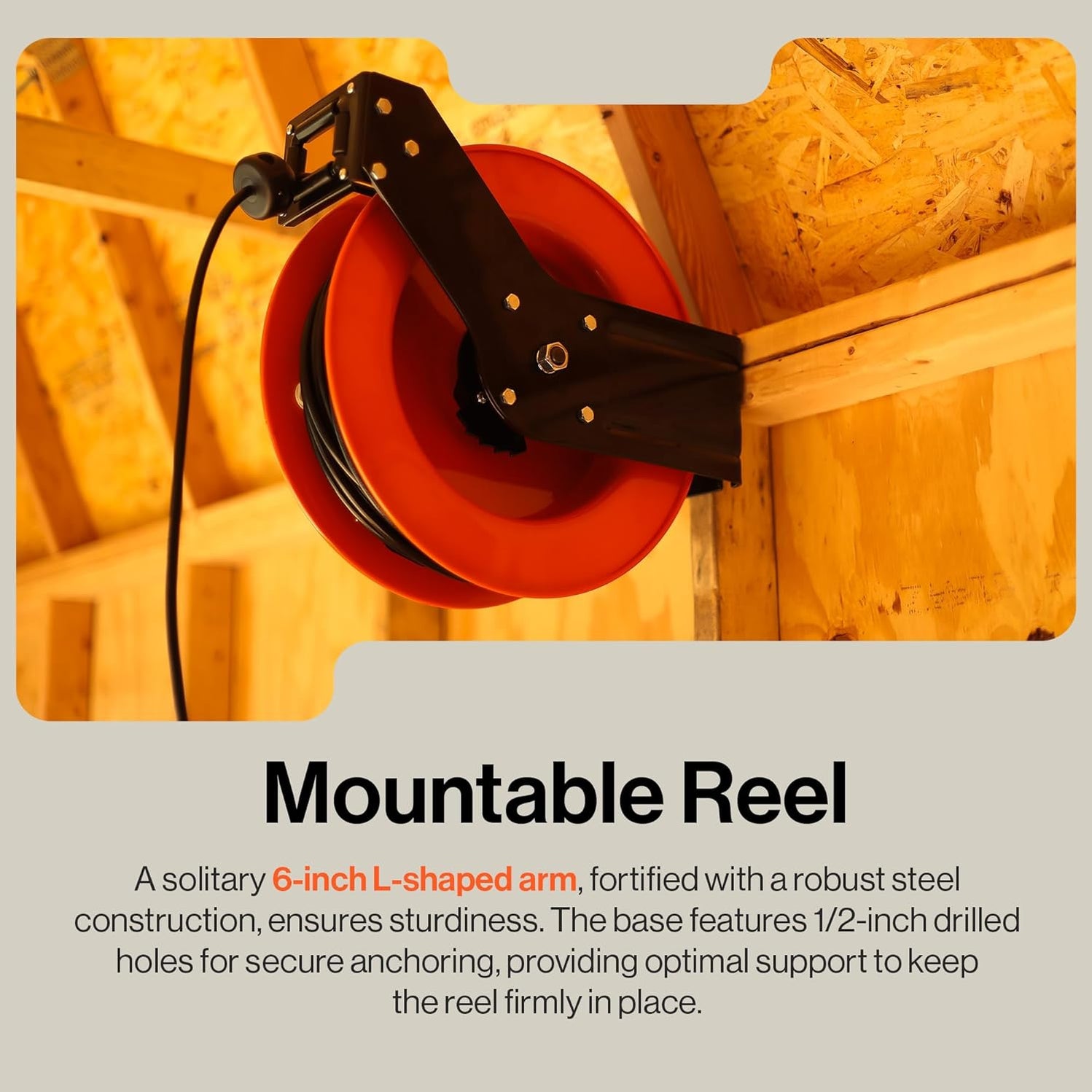 SuperHandy Industrial Retractable Extension Cord Reel 14AWG x 100' F Great Circle US