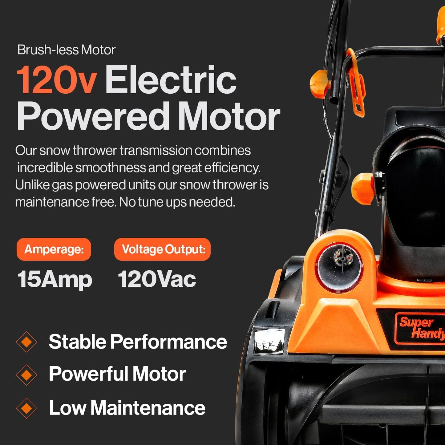 Pre-Owned SuperHandy Push Electric Snow Blower - Adjustable Exit Chute, 120V Corded
