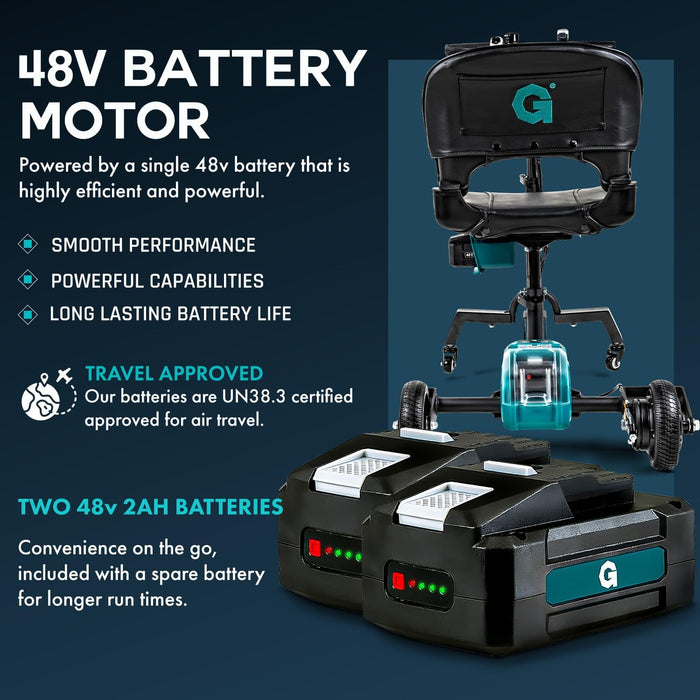 G Brand Folding Mobility Scooter - 48V 2Ah Removable Battery, Lightweight, Long Range + Extra Battery