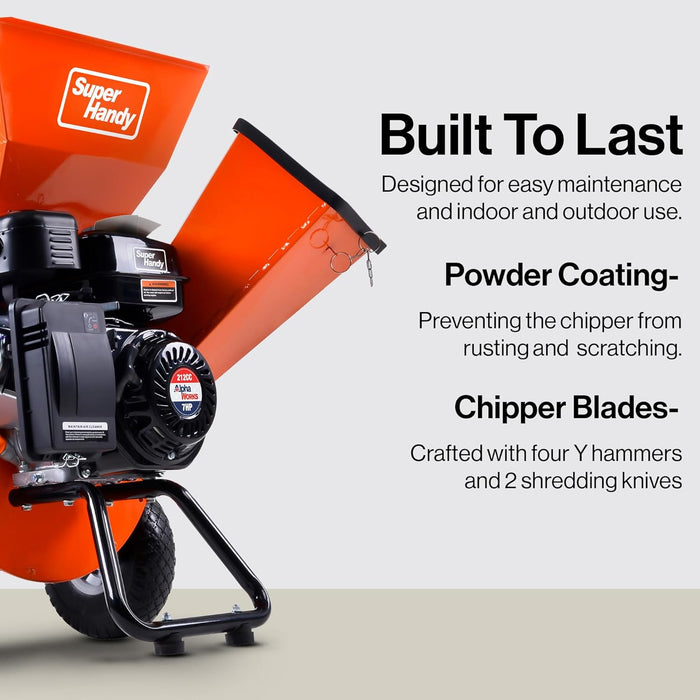 SuperHandy Wood Chipper Shredder Mulcher - Heavy-Duty 7HP, 3-in-1 Multi-Function