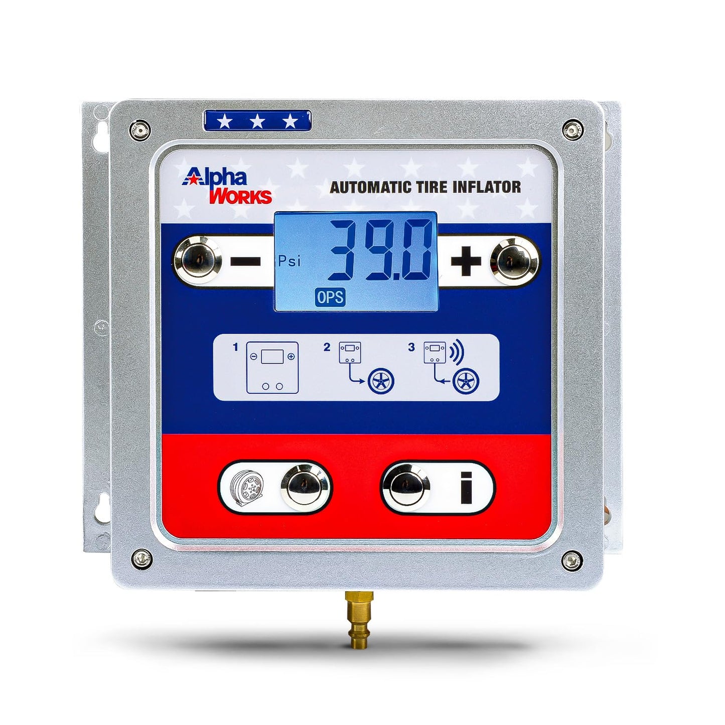AlphaWorks Automatic Air Pressure Inflator - 1/4" NPT In/Outlets, Digital Display, Set Pressures & Inflate