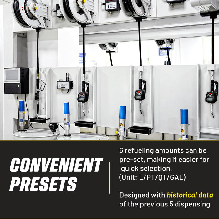 Goodyear Digital Oil Preset Meter with Auto Tip, High-Precision Fluid Dispenser, 1/2" NPT, 0.5% Accuracy, for Oils and Fluids, 1-35L/min, 12-1000psi