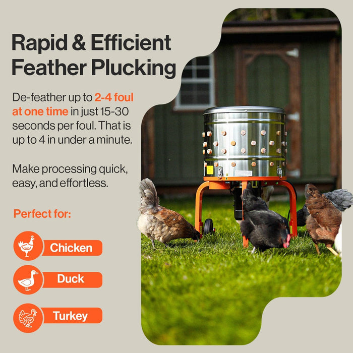 SuperHandy Heavy Duty Electric Chicken Plucker - Procesador de aves de corral con cable de 120 V (naranja)