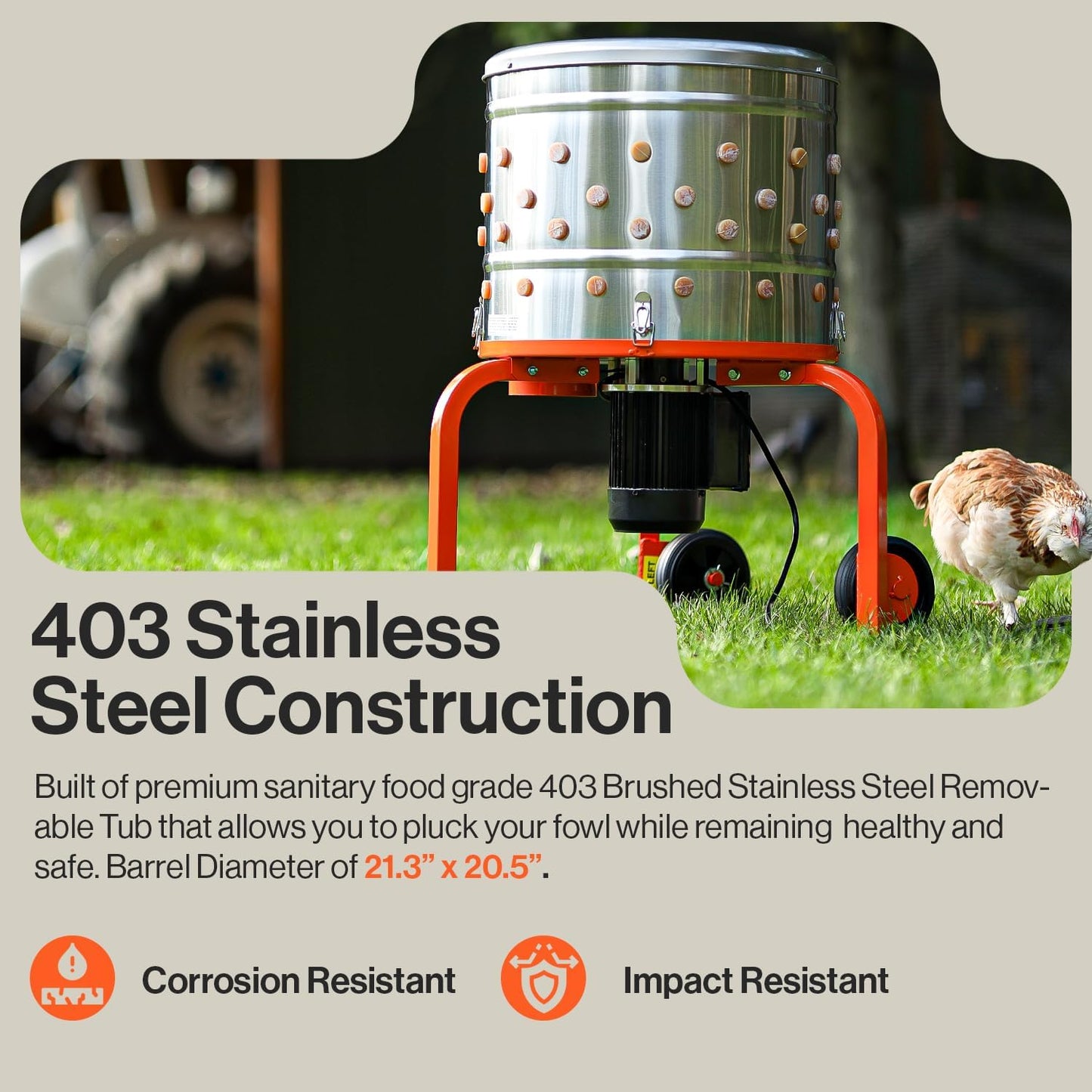Refurbished SuperHandy Electric Chicken Plucker - 20" Drum Stainless Steel Poultry Processor 120V Corded