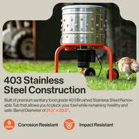 Refurbished SuperHandy Electric Chicken Plucker - 20" Drum Stainless Steel Poultry Processor 120V Corded