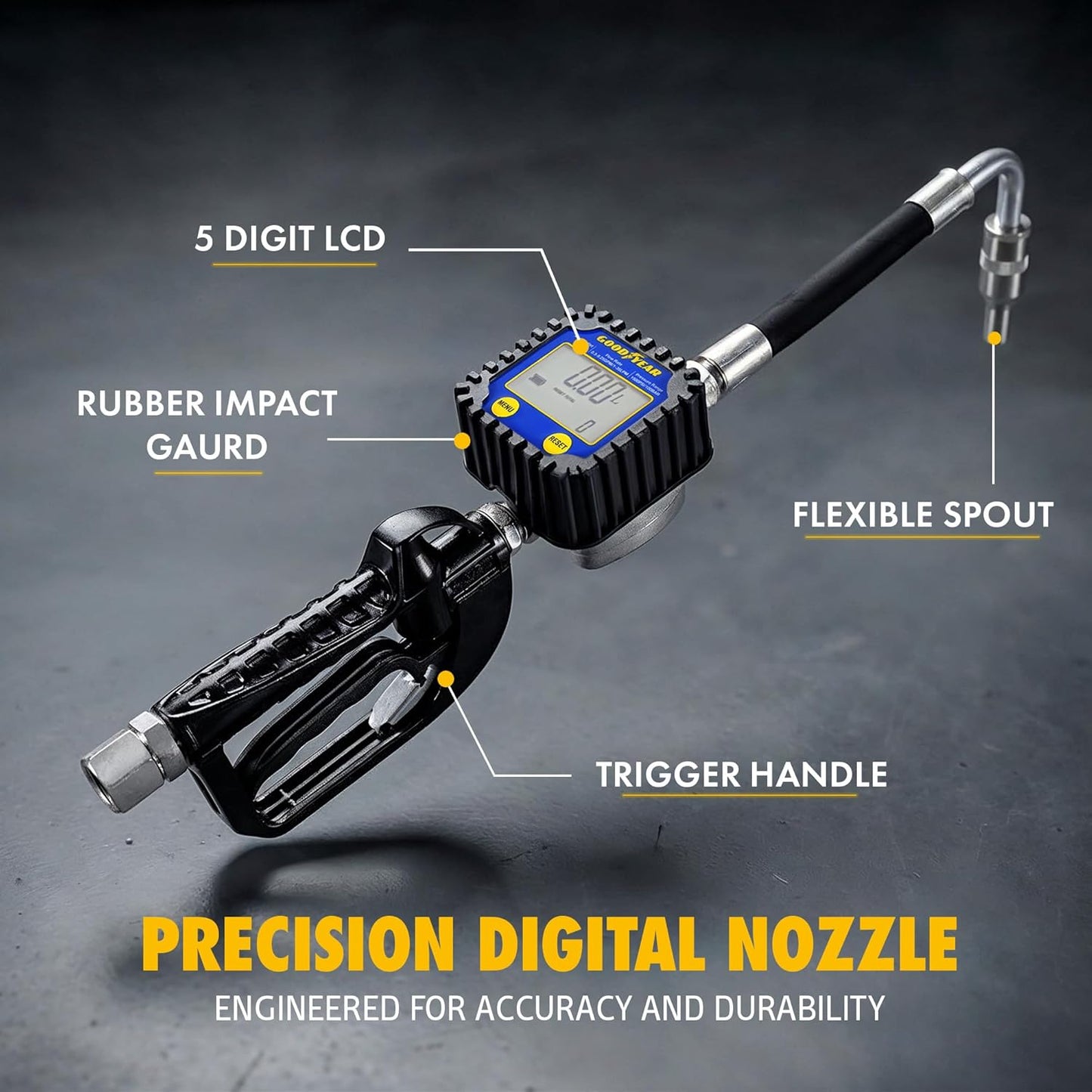 Goodyear Digital Oil Control Valve, Aluminum Body, LCD Display, Shockproof, Waterproof, Multi-Unit Measurement