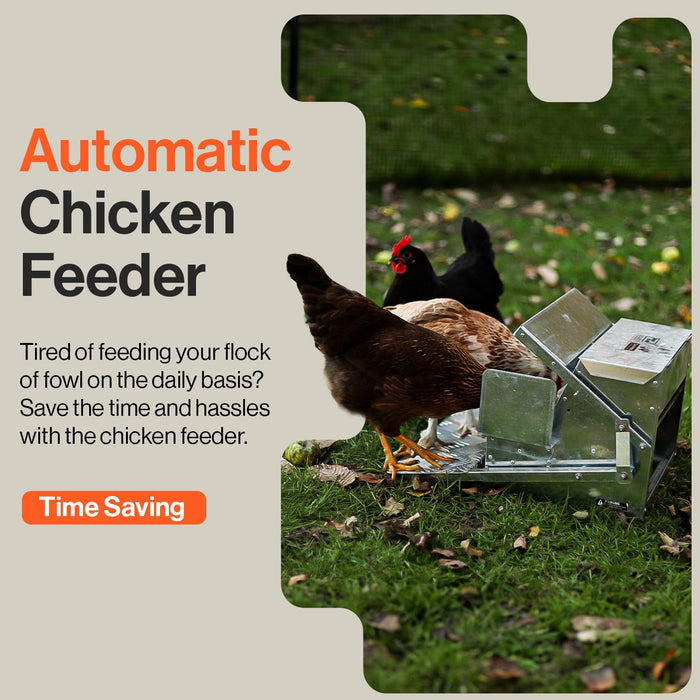 SuperHandy Automatic Chicken Feeder - 20lbs Capacity, Galvanized Steel Construction
