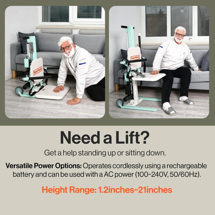 SuperHandy Electric Floor Lift Standing Aid - Easy Transport & Storage, 330Lbs Weight Limit