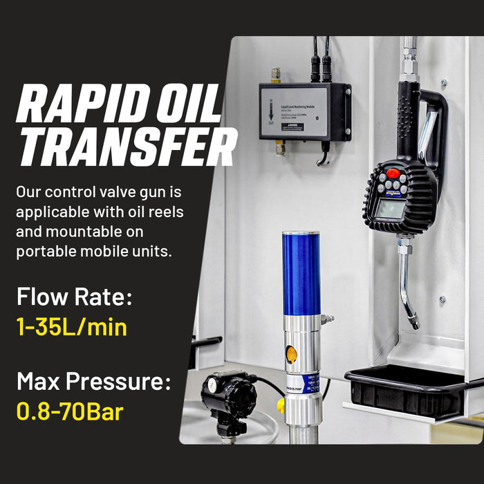 Goodyear Digital Oil Preset Meter with Auto Tip, High-Precision Fluid Dispenser, 1/2" NPT, 0.5% Accuracy, for Oils and Fluids, 1-35L/min, 12-1000psi