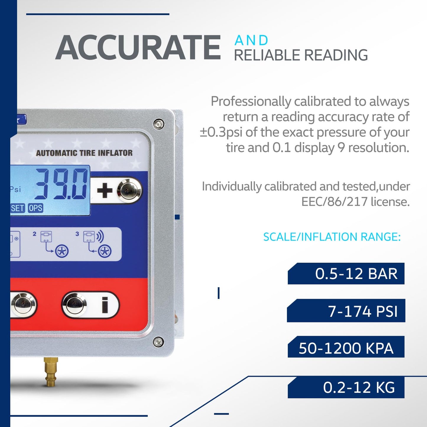AlphaWorks Automatic Air Pressure Inflator - 1/4" NPT In/Outlets, Digital Display, Set Pressures & Inflate