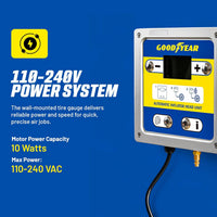 Goodyear Automatic Inflator Head Unit - Digital air Pressure Controller with air Chuck & Hose, 1/4" NPT Fittings, LCD Display, for use with External air Compressor, 10–145 PSI Range