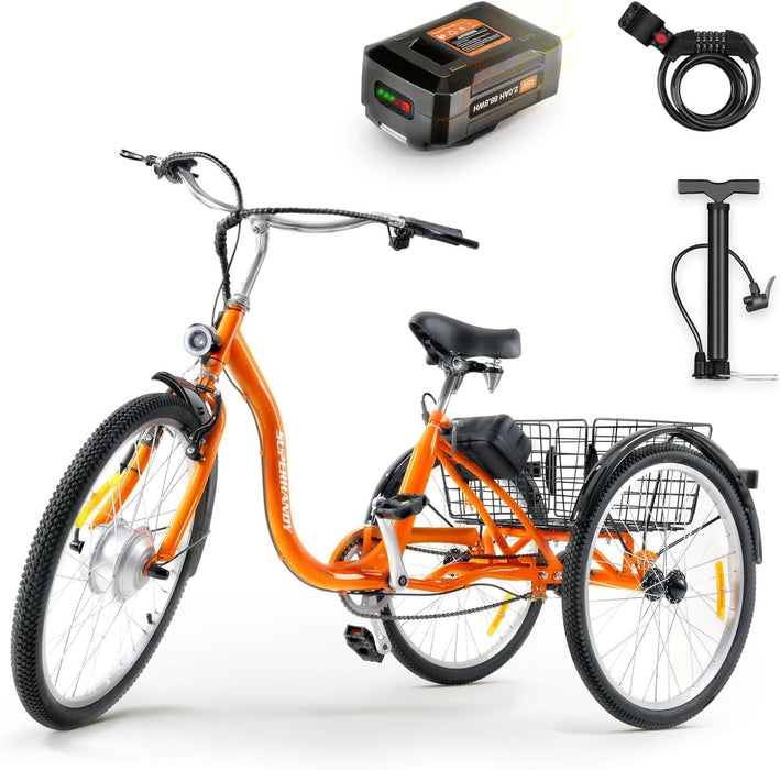 Pre-Owned SuperHandy EcoRide Electric Adult Tricycle - 48V 2Ah Li-Ion Battery, 250W Motor, Pedal Assist