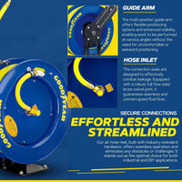 Goodyear Air Hose Reel - 1/2" x 65' Ft, 300 PSI Max, 1/4" NPT Connections, Single Arm