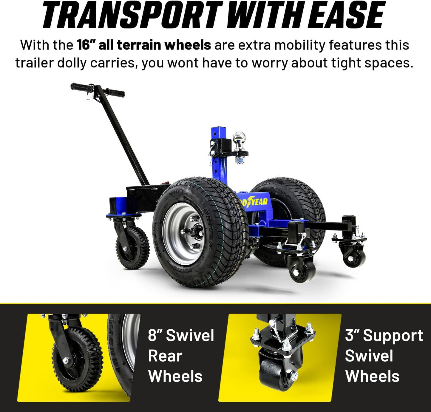 Pre-Owned Goodyear Electric Trailer Dolly - Super-Duty 7500lbs Capacity, Ideal for RVs, Boats, and Campers