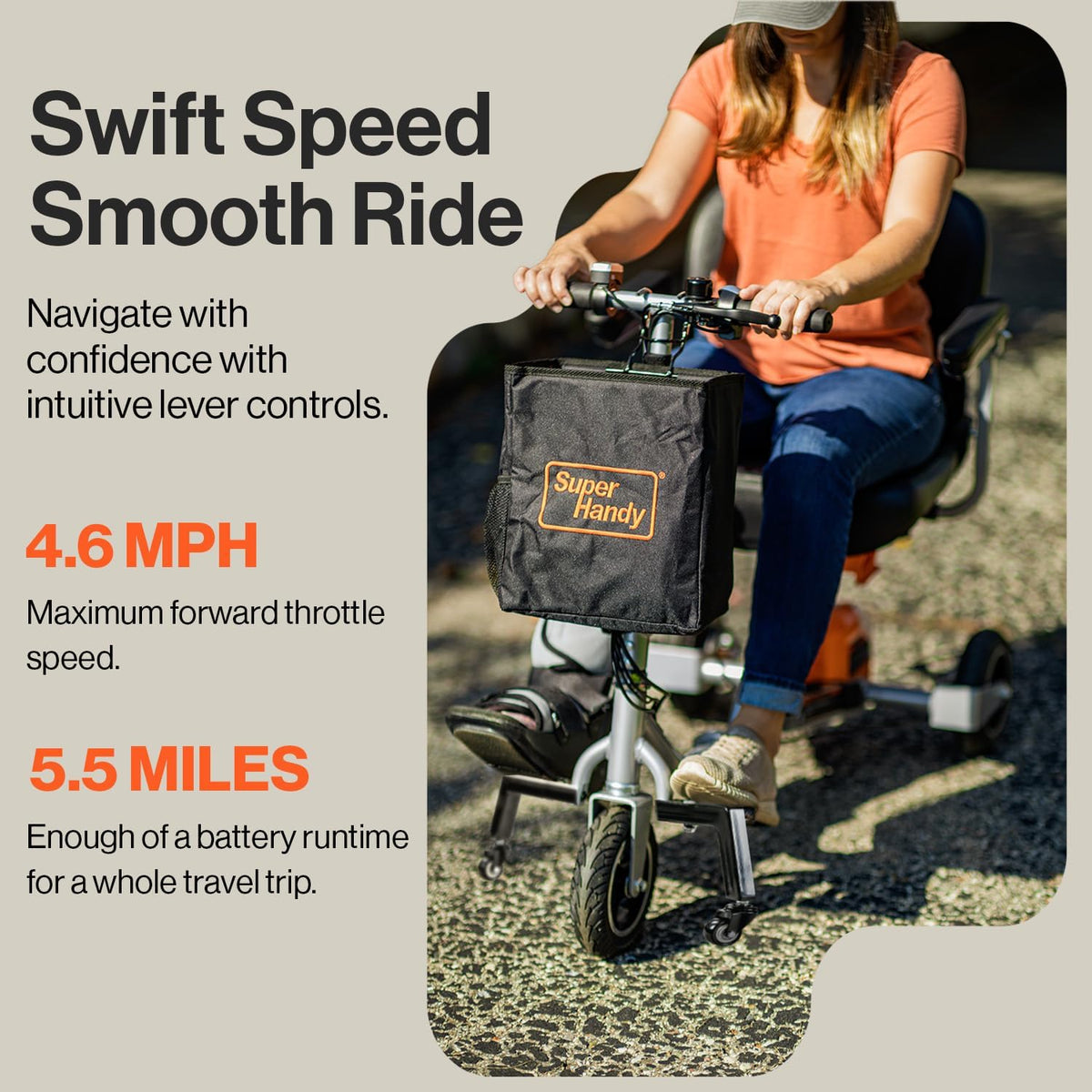 Pre-Owned SuperHandy Passport Plus Mobility Scooter - 48V 2Ah Battery System, Foldable Aluminum Frame, 11 Mile Range