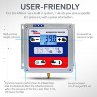 AlphaWorks Automatic Air Pressure Inflator - 1/4" NPT In/Outlets, Digital Display, Set Pressures & Inflate
