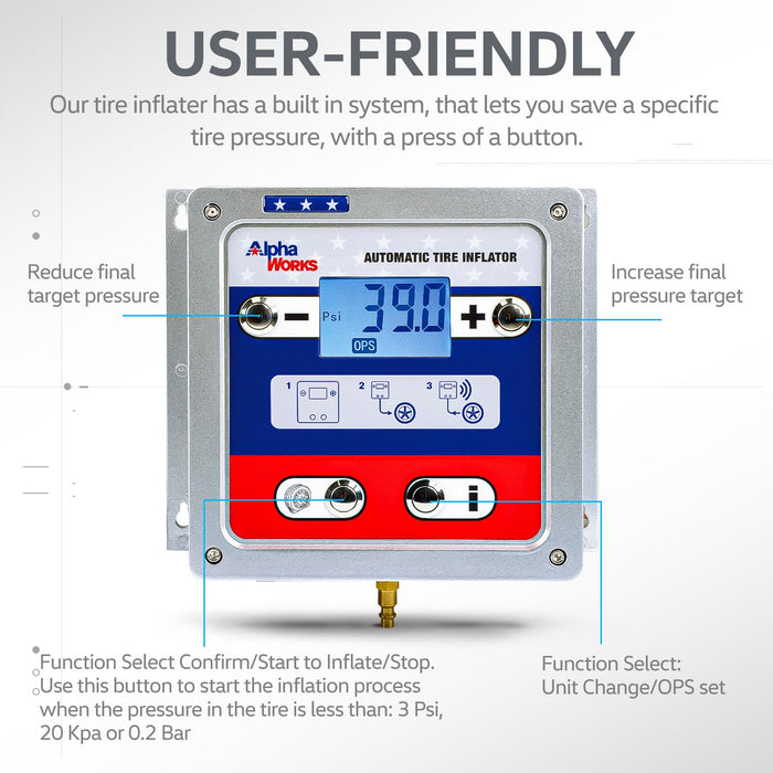 Wall-Mounted Digital Tire Inflator – Preset Pressure, 110V/220V, 10m Hose, ±0.5Psi Accuracy