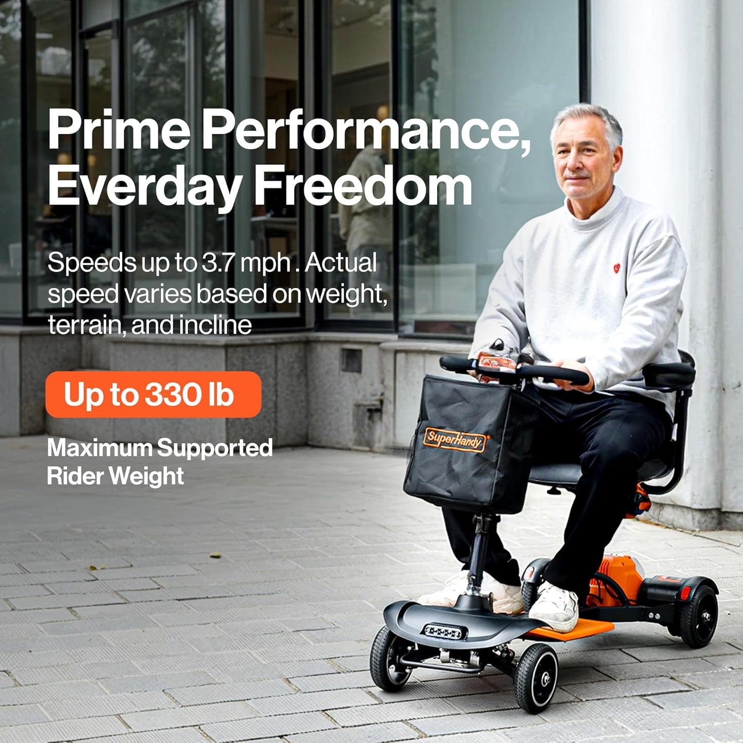 Pre-Owned SuperHandy Passport Prime Mobility Scooter Foldable 4-Wheel Electric Scooter, 330 lbs Capacity
