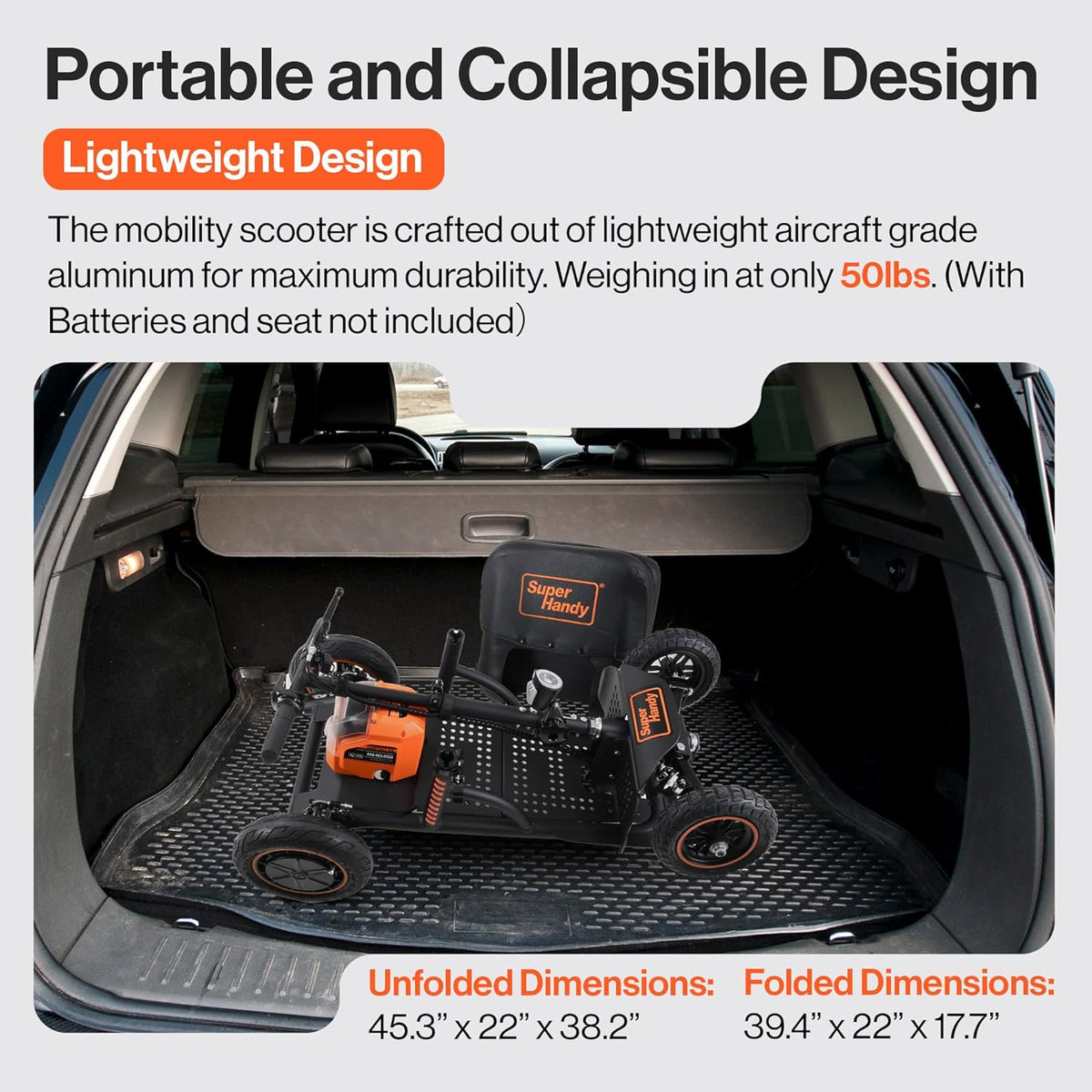 Pre-Owned SuperHandy Mobility Scooter Explorer - 48V Lithium-Ion Battery, 350lb Capacity
