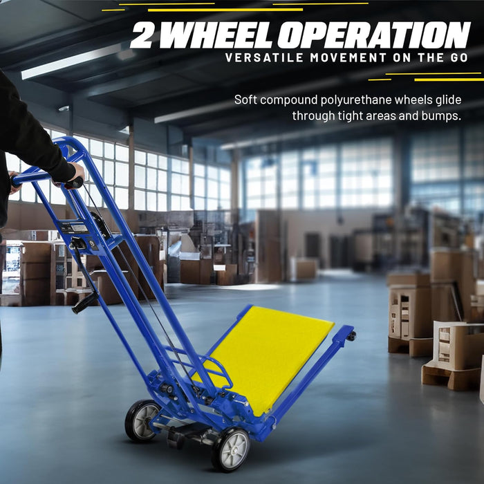 Goodyear 330 Lbs Heavy-Duty Lift Stacker - Dual-Mode Hand Truck & Lifter, Manual Winch to 40" High, Versatile Loading Options