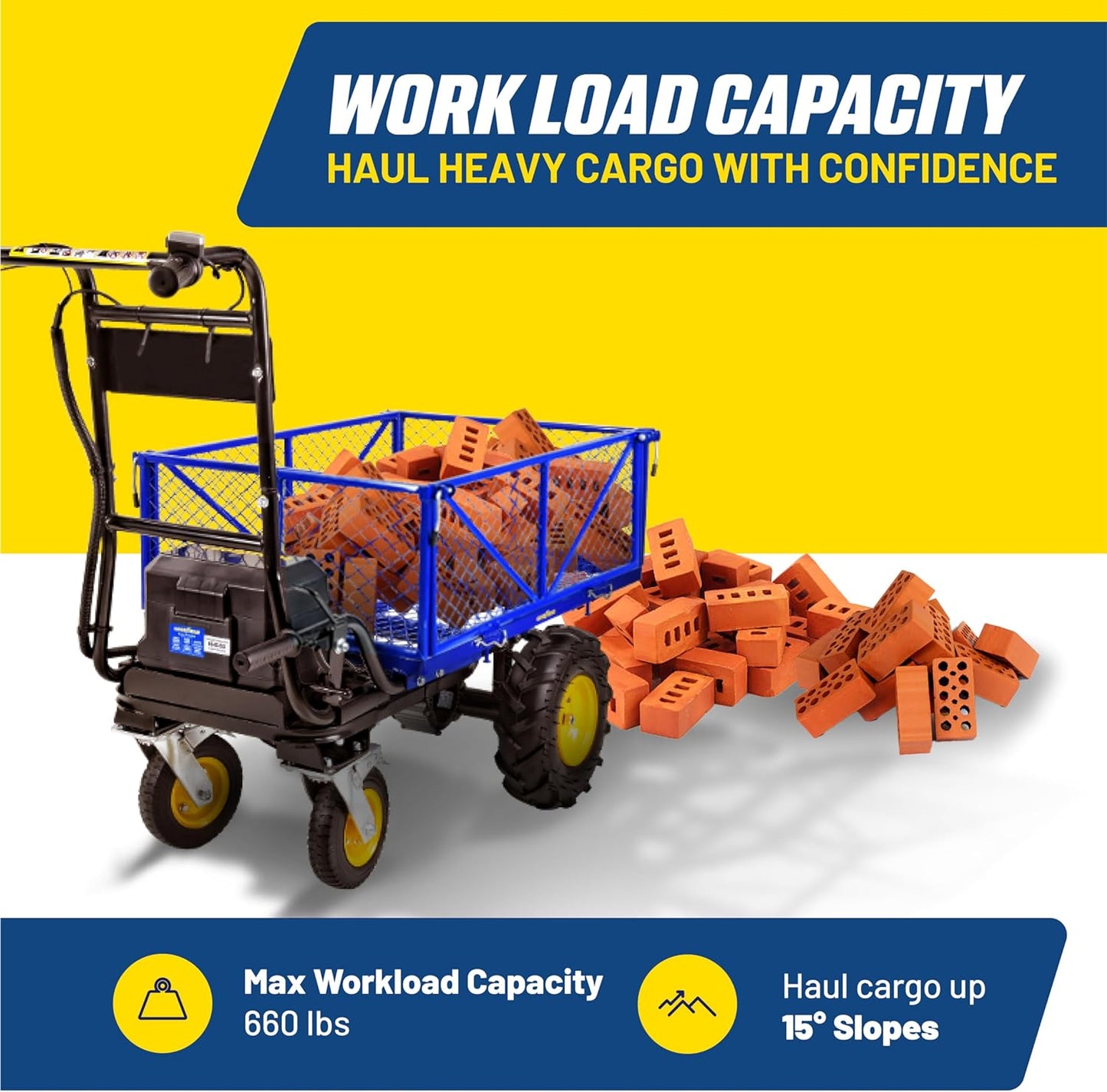 Pre-Owned Goodyear Electric Utility Wagon - 48V Li-Ion Powered with 660lbs Load & 1000lbs+ Hauling Capacity for Farm & Garden