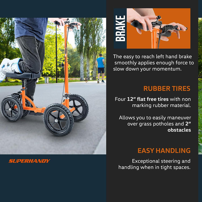 Andador de rodilla plegable SuperHandy - Altura ajustable, liviano, soporta hasta 330 libras