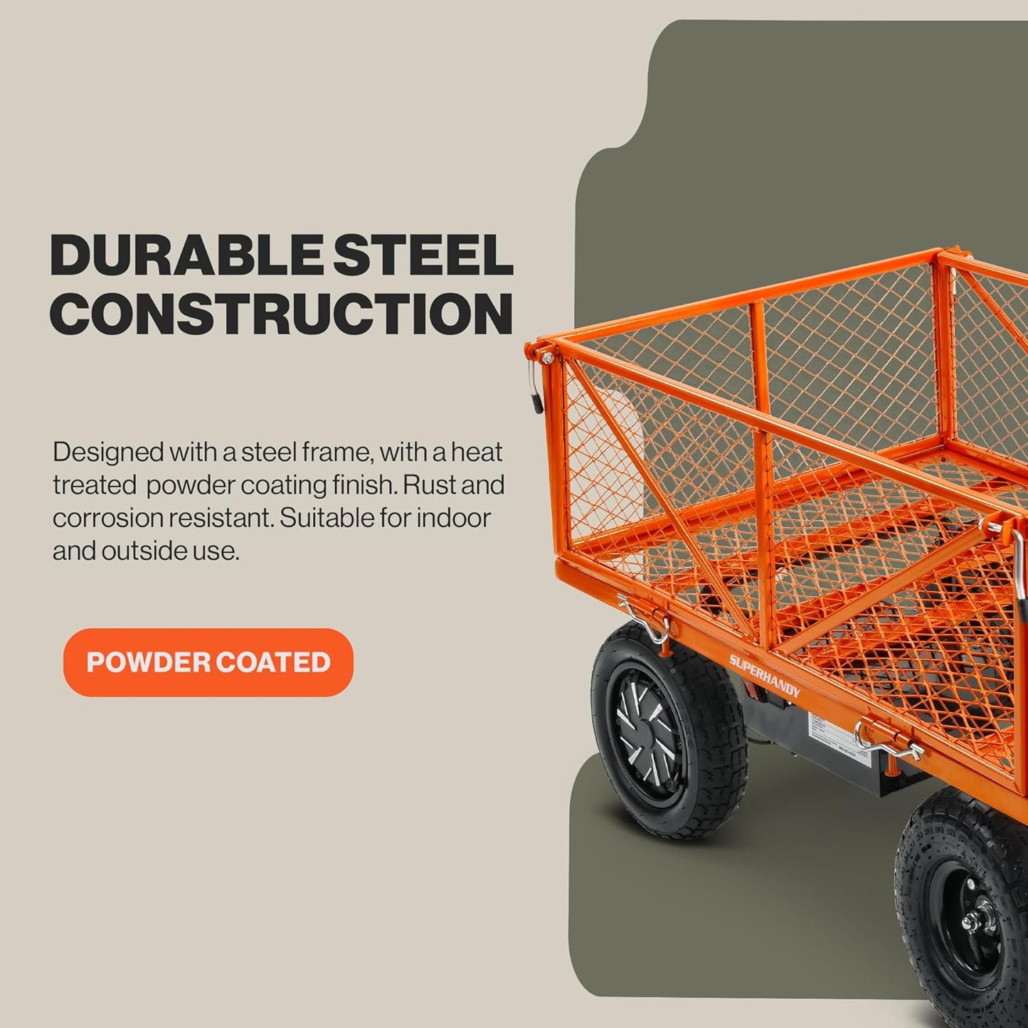 Pre-Owned SuperHandy Electric-Assist Garden Cart - 5.7 Cu Ft, 440lb Load, Convertible Flatbed Design