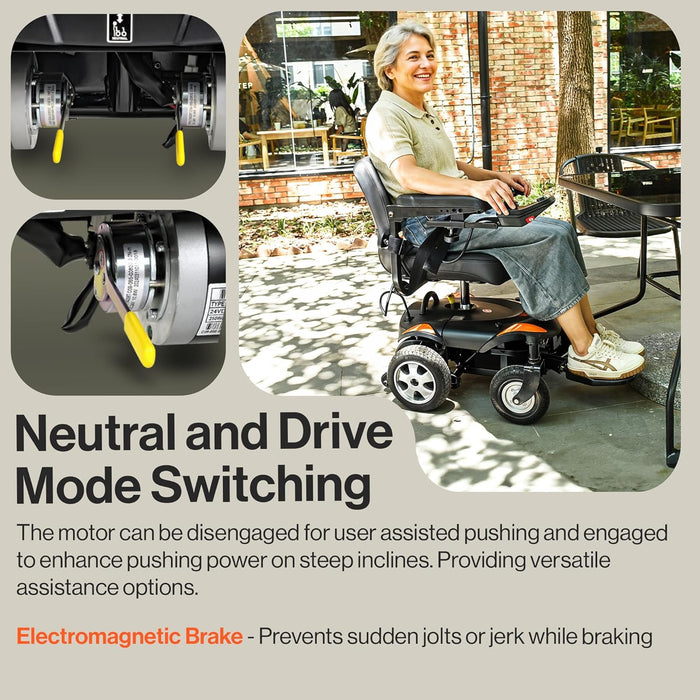 SuperHandy GoRide CRZ Power Wheelchair - 300 lbs Capacity, Rear-Wheel Drive, 6.7 Mile Range