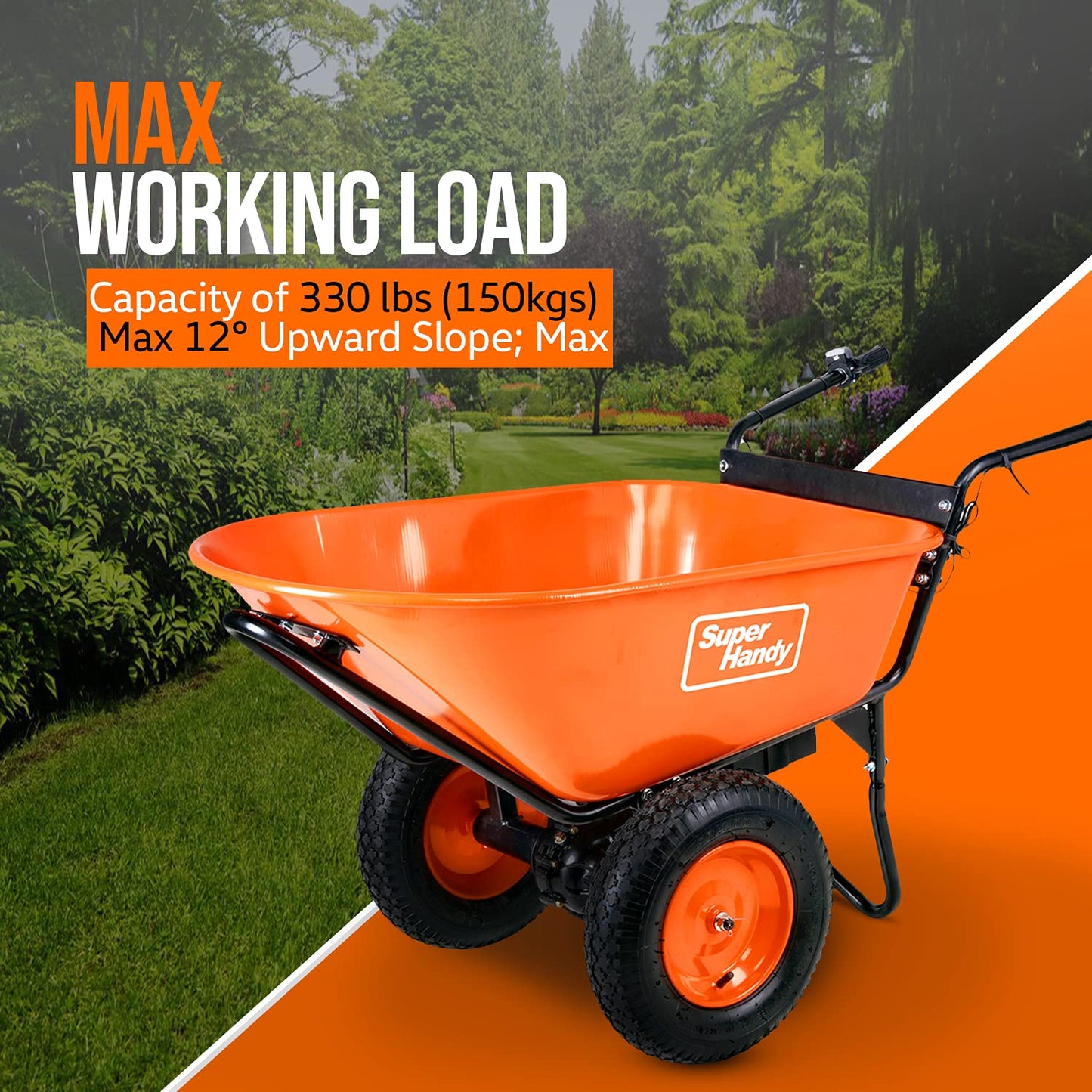 Pre-Owned SuperHandy Electric Wheelbarrow Utility Cart - 24V DC, 330lbs Load Capacity, Ideal for Material & Debris Hauling