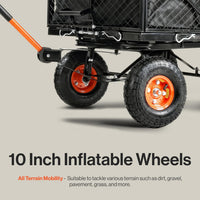 Pre-Owned SuperHandy Garden Cart with Tow & Dump Features - 10" Tires, Tugger Scooter Compatible