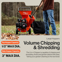 Pre-Owned SuperHandy Wood Chipper Shredder Mulcher - Heavy-Duty 7HP, 3-in-1 Multi-Function