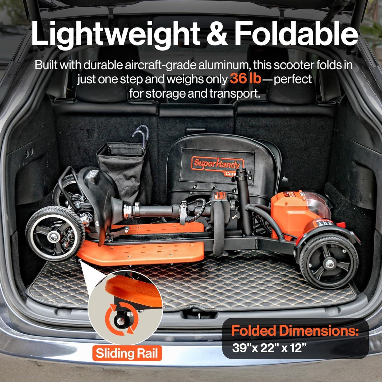Pre-Owned SuperHandy Passport Prime Mobility Scooter Foldable 4-Wheel Electric Scooter, 330 lbs Capacity