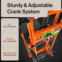 Pre-Owned SuperHandy Material Lift / Warehouse Stacker 330Lb 40" Max Lift w/ 8" Wheels, Swivel Castors