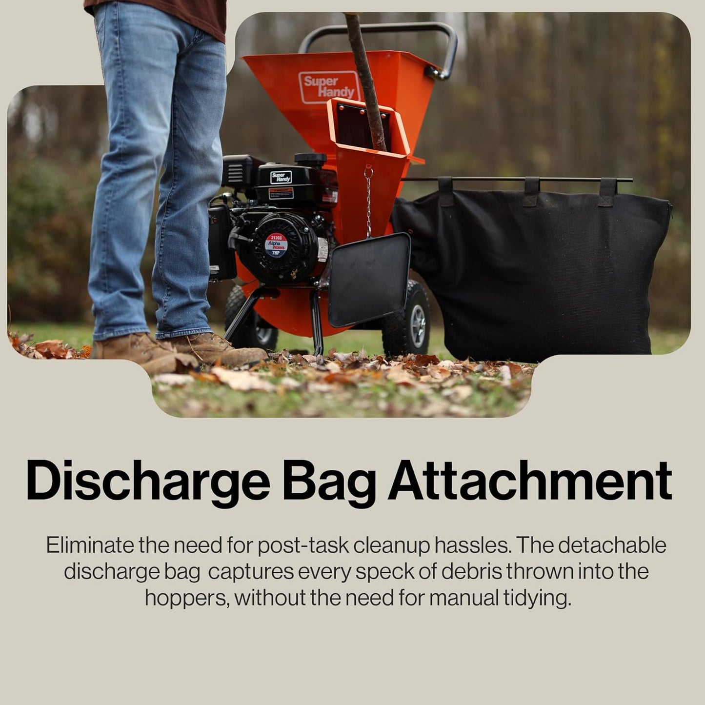 Pre-Owned SuperHandy Wood Chipper Shredder Mulcher - Heavy-Duty 7HP, 3-in-1 Multi-Function