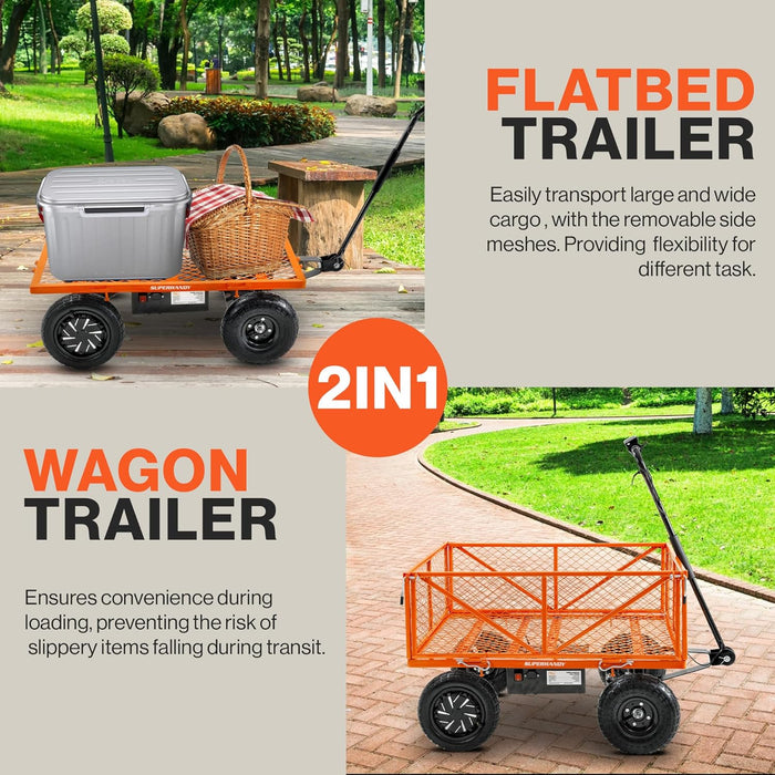 Pre-Owned SuperHandy Electric-Assist Garden Cart - 5.7 Cu Ft, 440lb Load, Convertible Flatbed Design