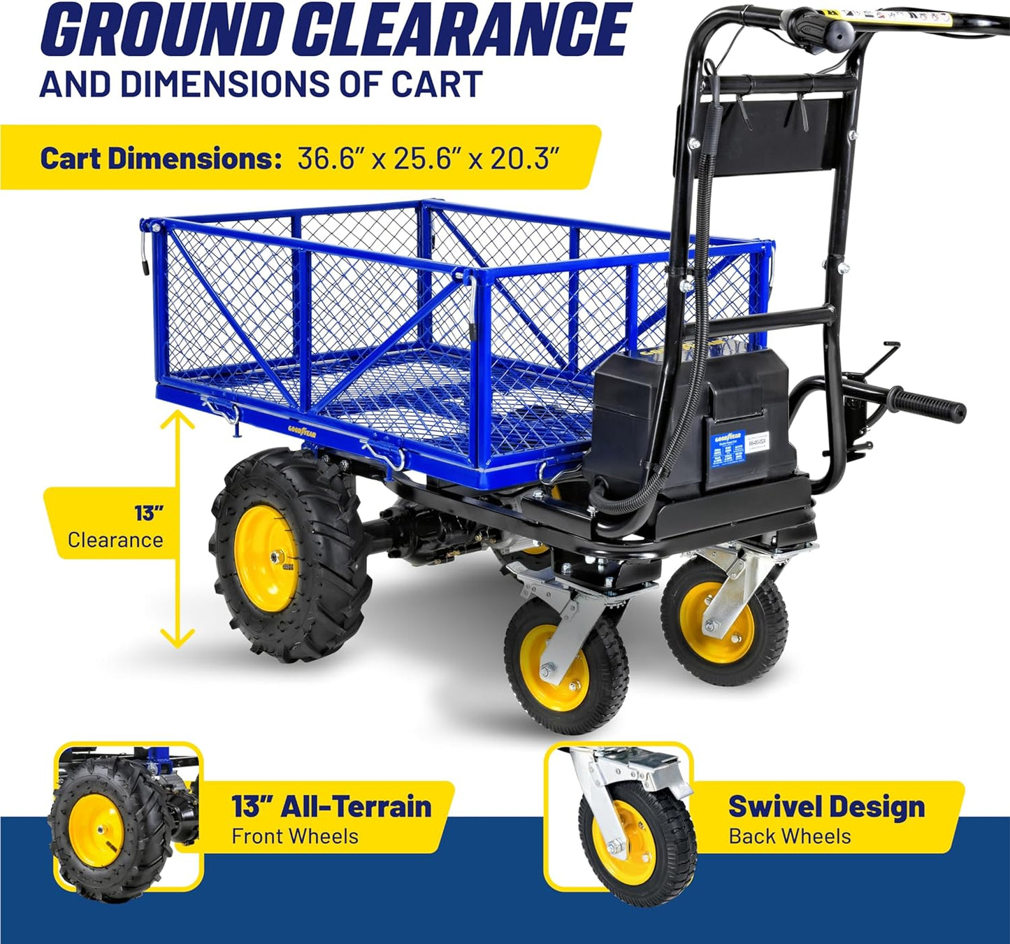 Pre-Owned Goodyear Electric Utility Wagon - 48V Li-Ion Powered with 660lbs Load & 1000lbs+ Hauling Capacity for Farm & Garden