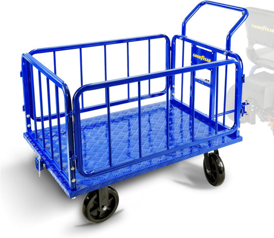 Goodyear Heavy-Duty Cargo Trailer - 1200 lbs Capacity, 8" Casters, Electric Tugger Cart Compatible