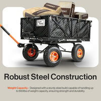 Pre-Owned SuperHandy Garden Cart with Tow & Dump Features - 10" Tires, Tugger Scooter Compatible