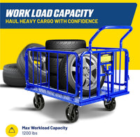 Goodyear Heavy-Duty Cargo Trailer - 1200 lbs Capacity, 8" Casters, Electric Tugger Cart Compatible