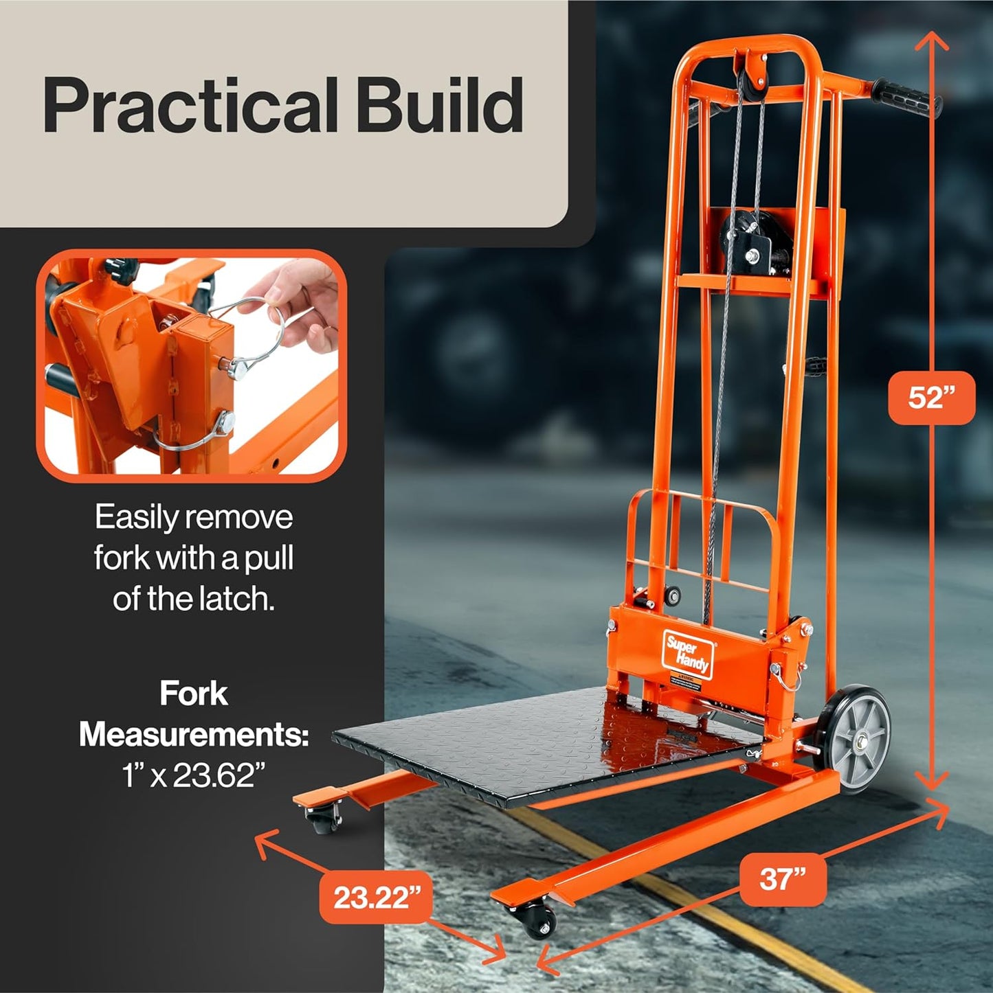 Pre-Owned SuperHandy Material Lift / Warehouse Stacker 330Lb 40" Max Lift w/ 8" Wheels, Swivel Castors