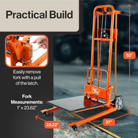 Pre-Owned SuperHandy Material Lift / Warehouse Stacker 330Lb 40" Max Lift w/ 8" Wheels, Swivel Castors