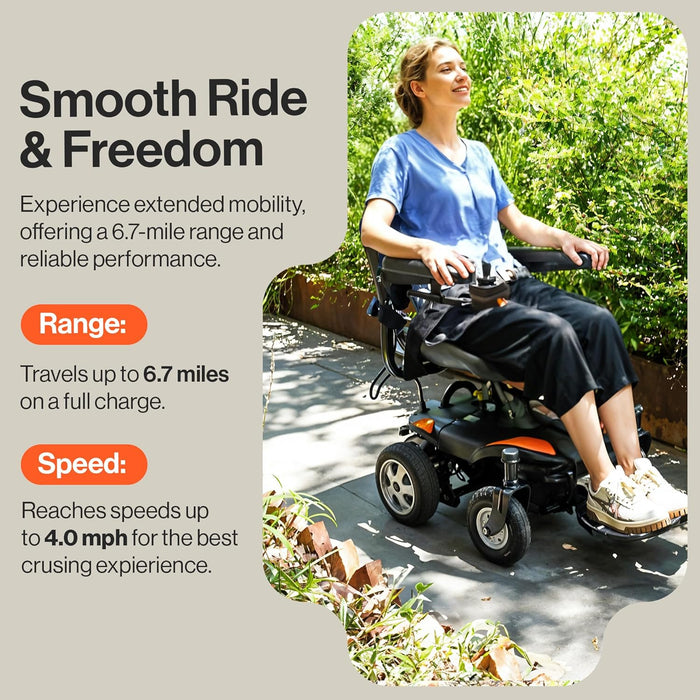 SuperHandy GoRide CRZ Power Wheelchair - 300 lbs Capacity, Rear-Wheel Drive, 6.7 Mile Range