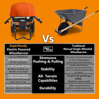 Pre-Owned SuperHandy Electric Wheelbarrow Utility Cart - 24V DC, 330lbs Load Capacity, Ideal for Material & Debris Hauling